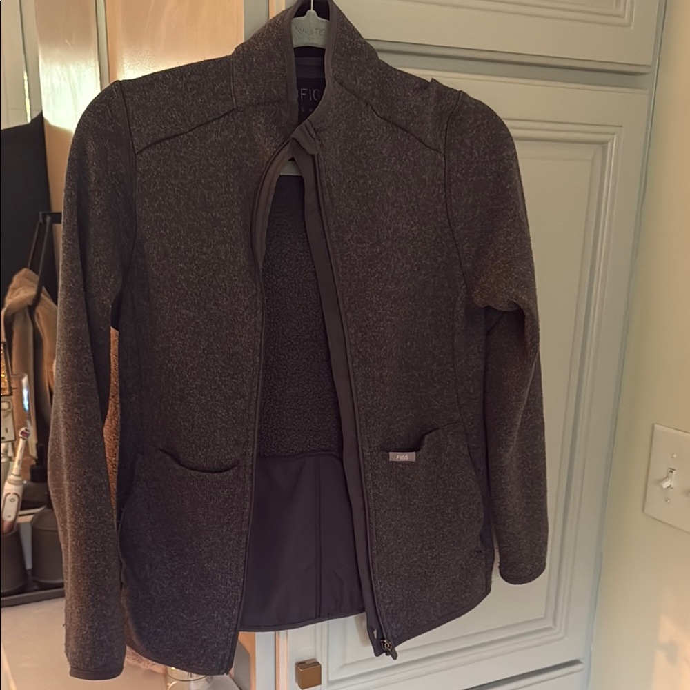 Gray Utility Jacket with Structured Knit Design